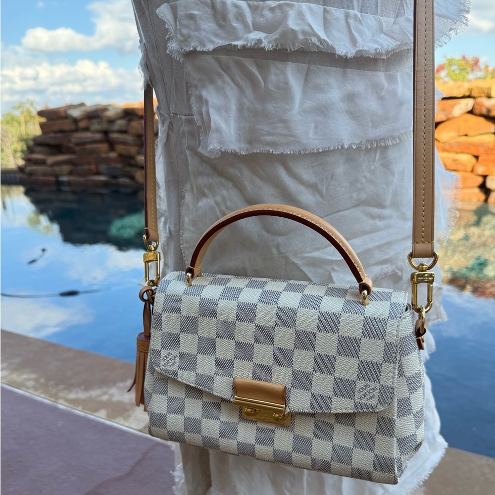 Sold! NEW Louis Vuitton authentic Croisette damier Azur crossbody Bag LV receipt